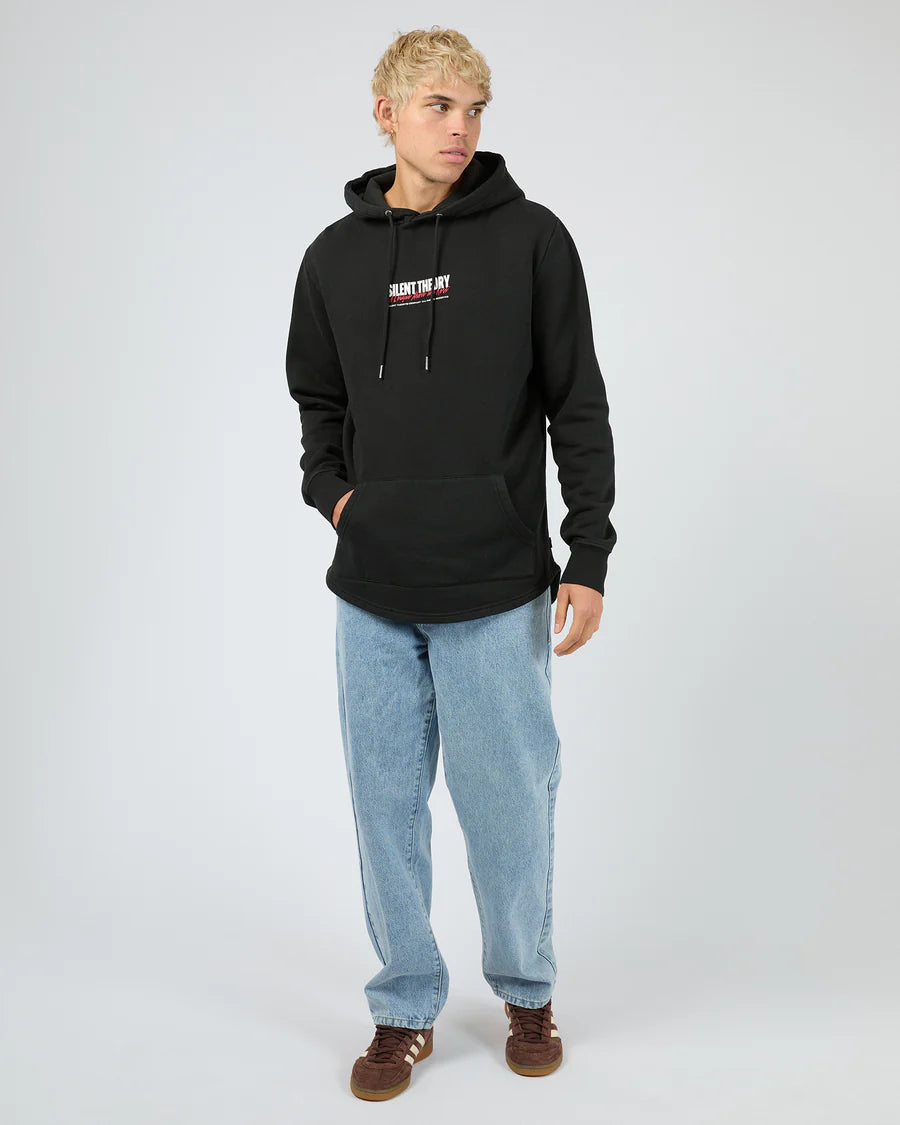 Silent Theory League Scoop Hoodie - Washed Black | Men's Slim Fit Fleece Hoodie