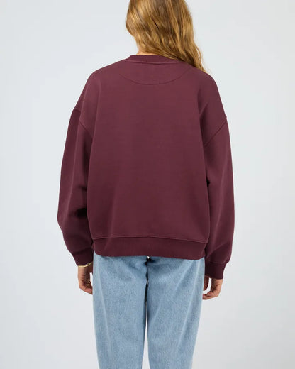 Silent Theory Logo Crew - Cherry | Women's Soft Fleece Oversized Sweatshirt