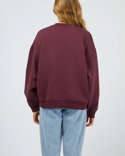 Silent Theory Logo Crew - Cherry | Women's Soft Fleece Oversized Sweatshirt