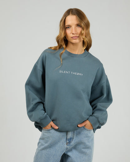 Silent Theory Logo Crew - Ink | Women's Soft Fleece Oversized Sweatshirt