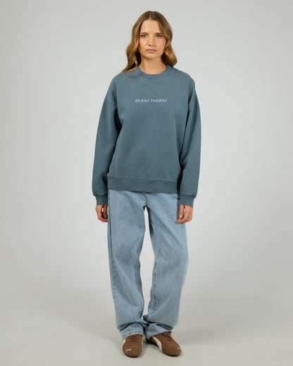 Silent Theory Logo Crew - Ink | Women's Soft Fleece Oversized Sweatshirt