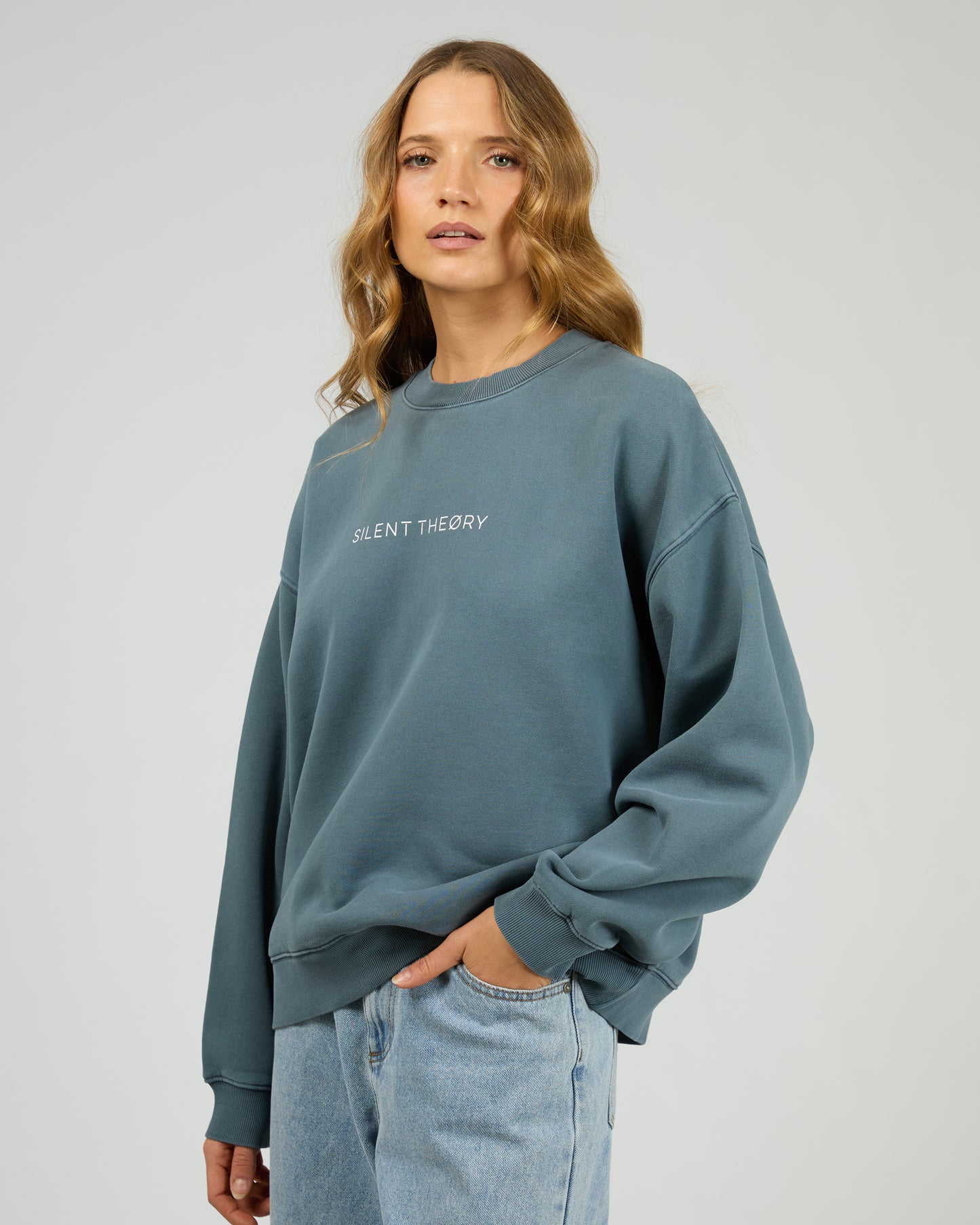 Silent Theory Logo Crew - Ink | Women's Soft Fleece Oversized Sweatshirt