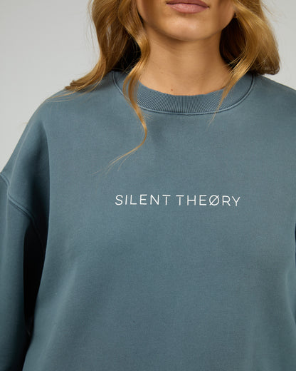 Silent Theory Logo Crew - Ink | Women's Soft Fleece Oversized Sweatshirt