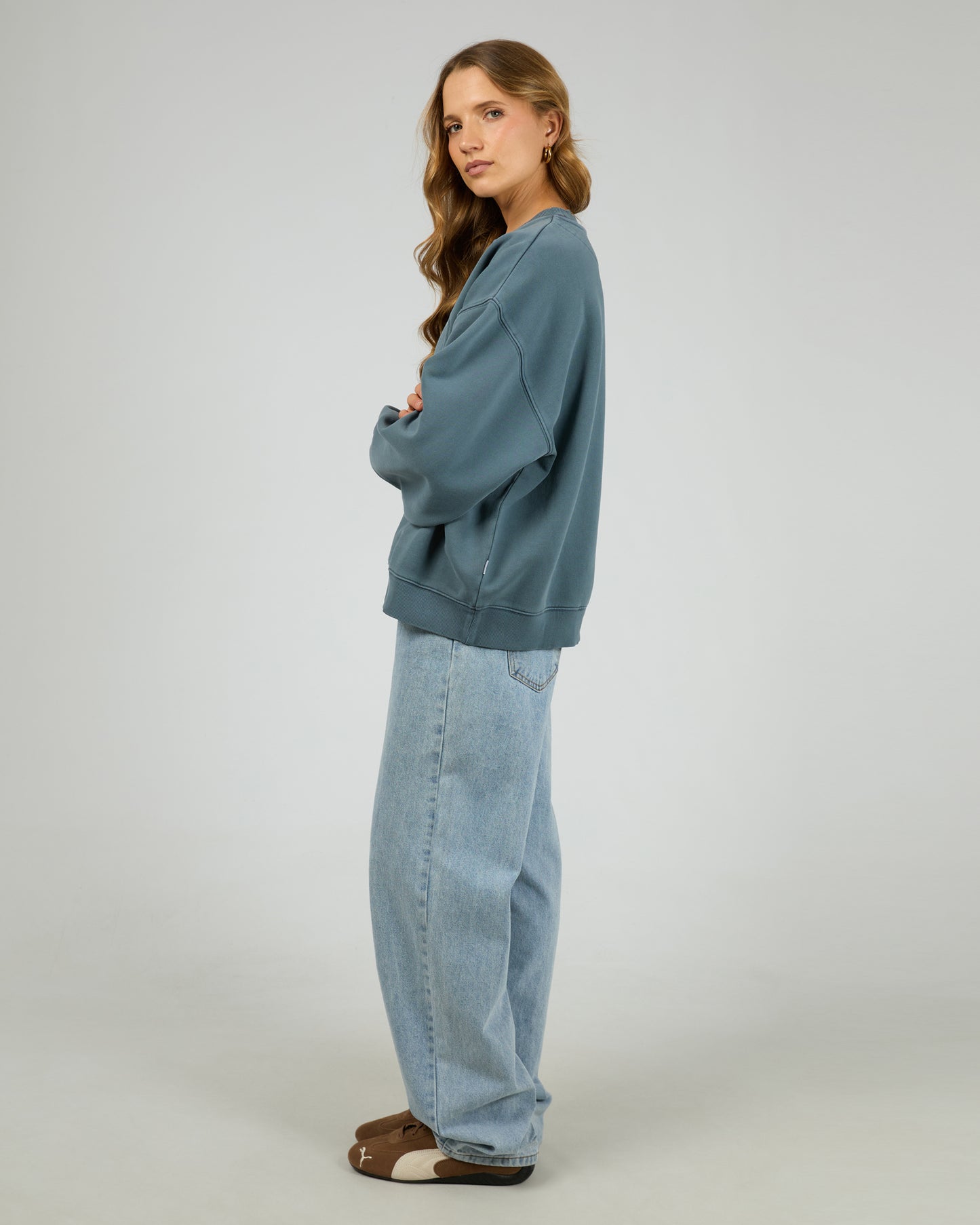 Silent Theory Logo Crew - Ink | Women's Soft Fleece Oversized Sweatshirt