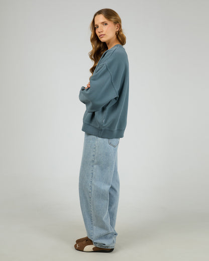Silent Theory Logo Crew - Ink | Women's Soft Fleece Oversized Sweatshirt
