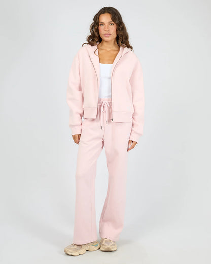 Silent Theory Luxe Zip Thru Hoodie - Pale Pink | Women's Cotton Fleece Zip Hoodie
