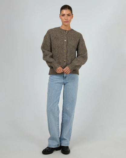 Silent Theory Mari Knit Cardigan - Brown | Women's Soft Relaxed Fit Button Cardigan