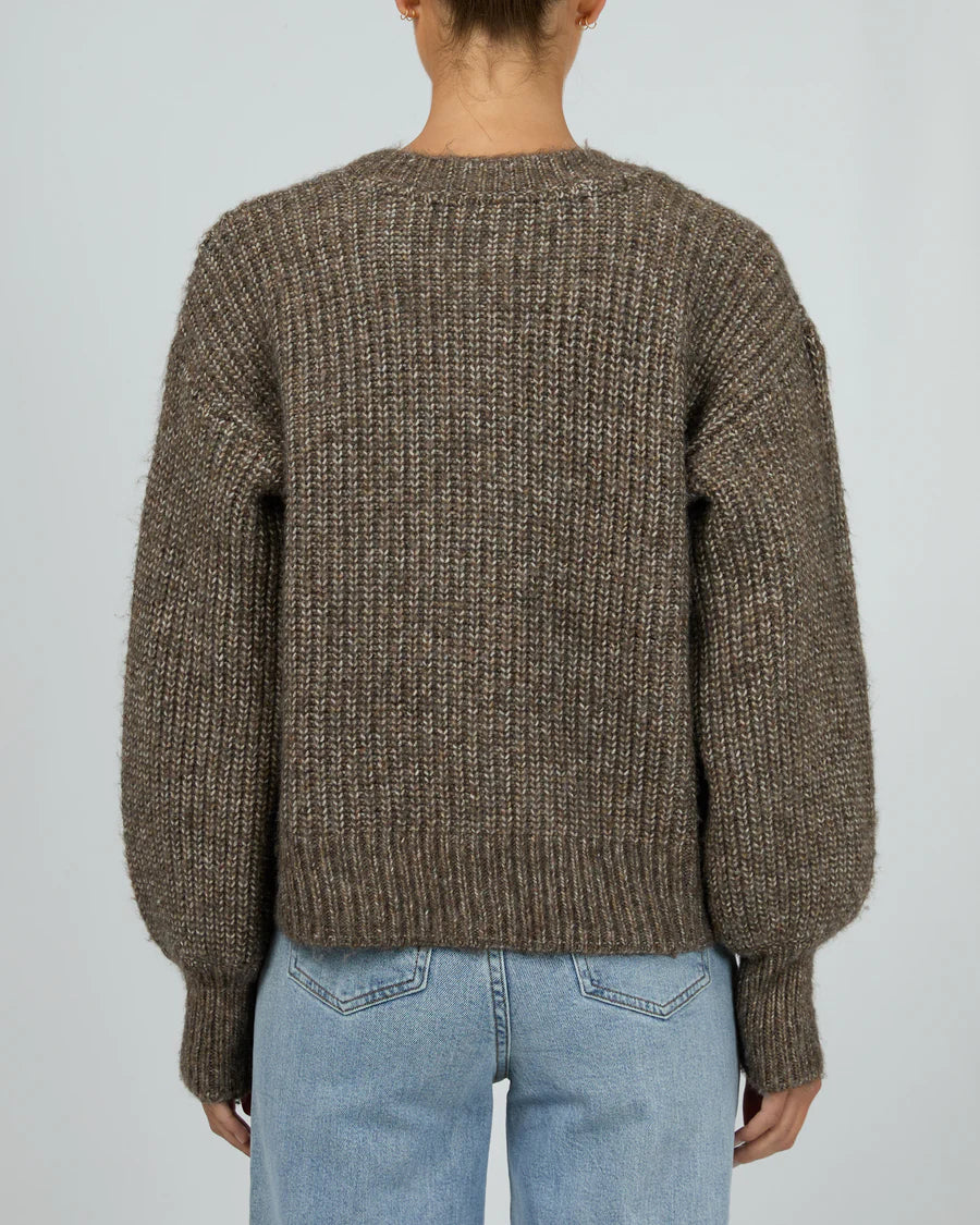 Silent Theory Mari Knit Cardigan - Brown | Women's Soft Relaxed Fit Button Cardigan