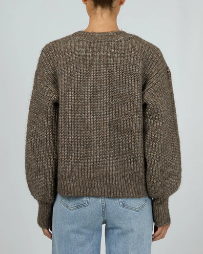 Silent Theory Mari Knit Cardigan - Brown | Women's Soft Relaxed Fit Button Cardigan