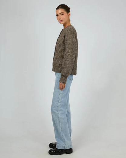 Silent Theory Mari Knit Cardigan - Brown | Women's Soft Relaxed Fit Button Cardigan