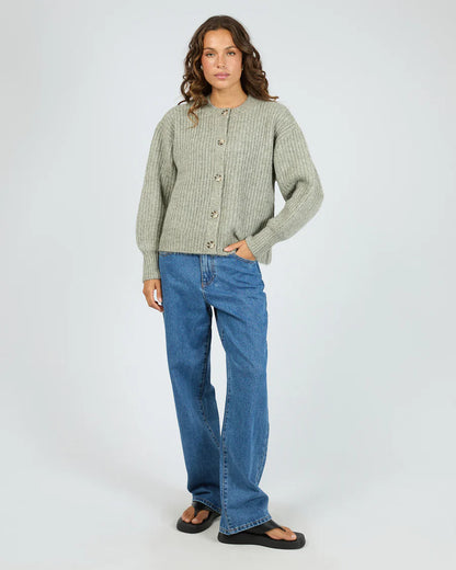 Silent Theory Mari Knit Cardigan - Khaki | Women's Soft Relaxed Fit Button Cardigan