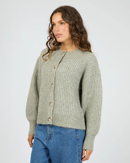 Silent Theory Mari Knit Cardigan - Khaki | Women's Soft Relaxed Fit Button Cardigan