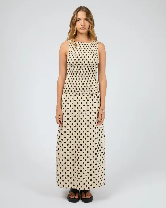 Silent Theory Nieve Maxi Dress in Natural with polka‑dot print