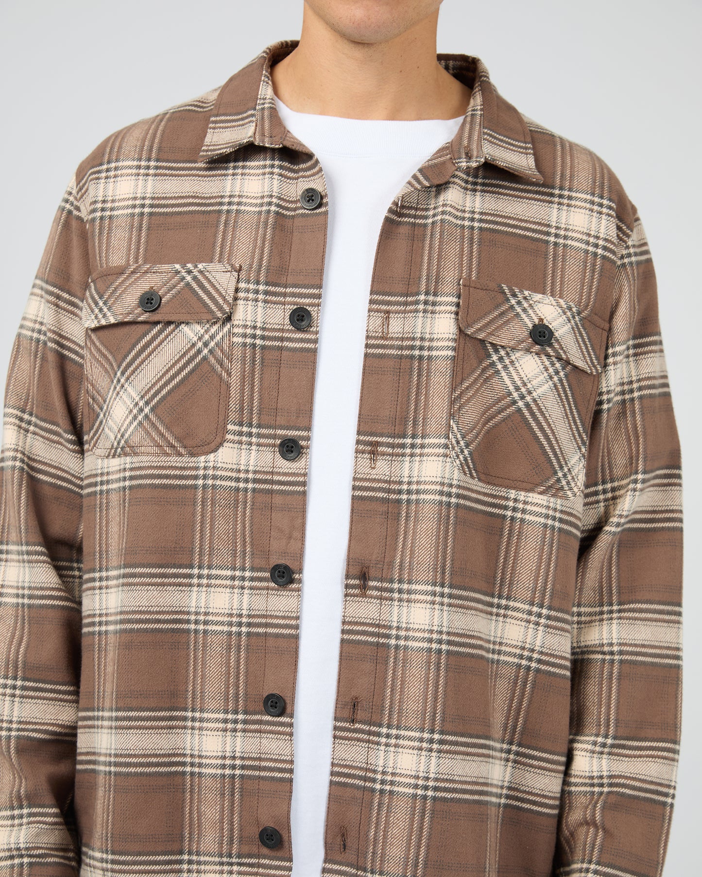 Silent Theory Ranger Flannel Shirt - Chocolate | Men's Cotton Check Shirt