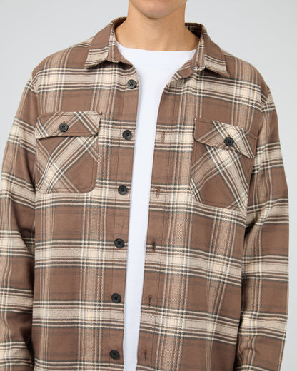 Silent Theory Ranger Flannel Shirt - Chocolate | Men's Cotton Check Shirt