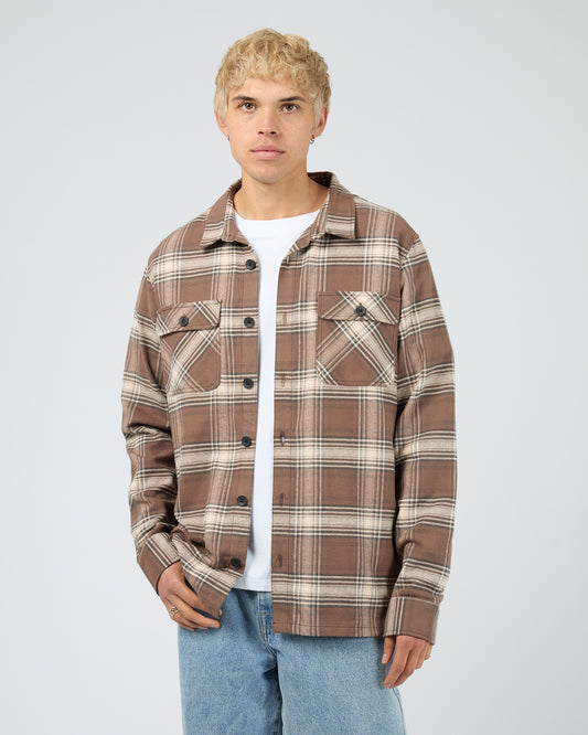 Silent Theory Ranger Flannel Shirt - Chocolate | Men's Cotton Check Shirt