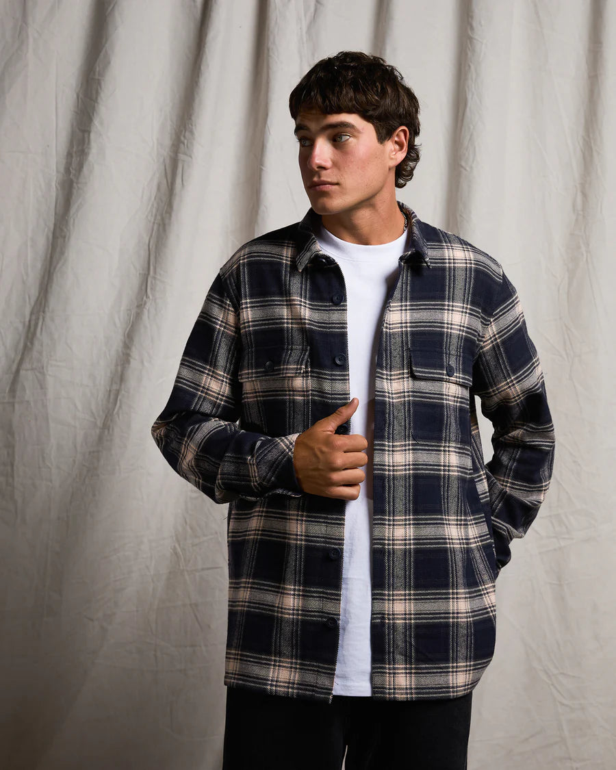 Silent Theory Ranger Flannel Shirt - Navy | Men's Cotton Check Shirt
