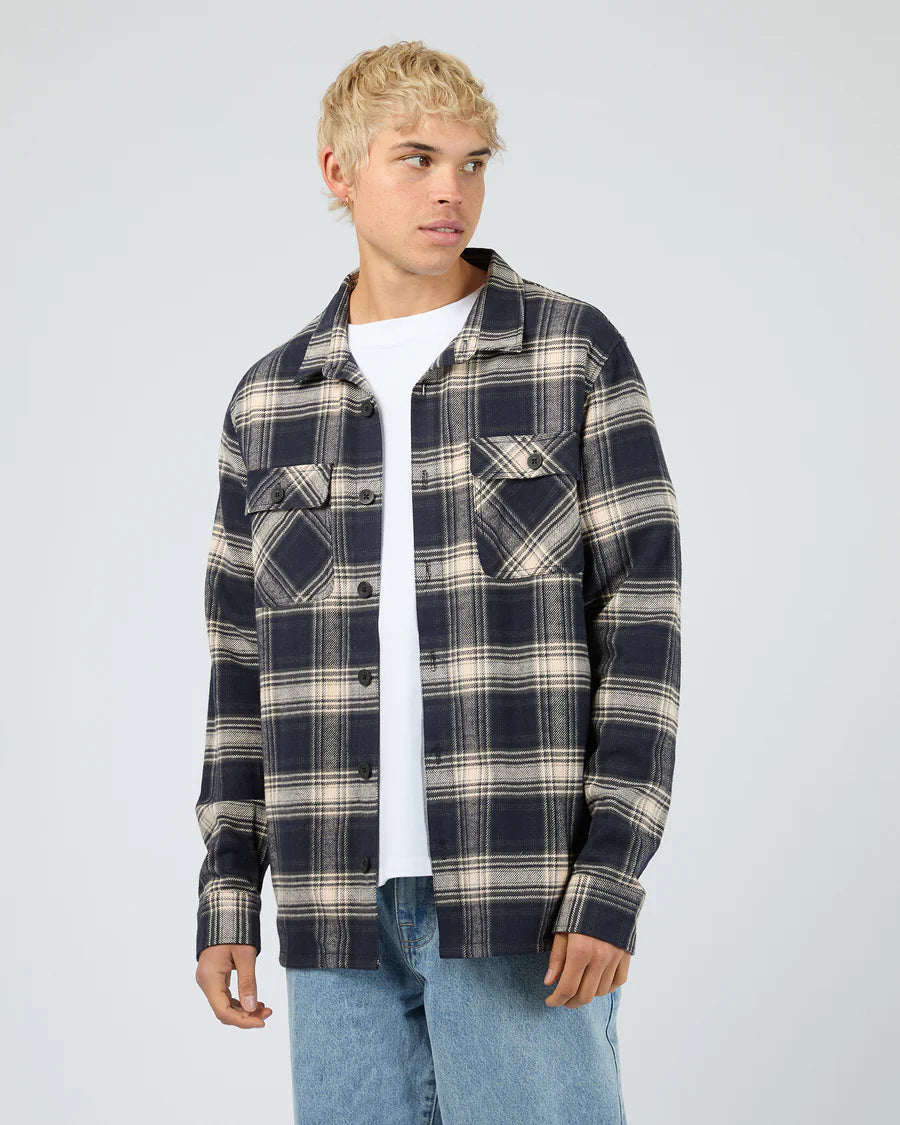 Silent Theory Ranger Flannel Shirt - Navy | Men's Cotton Check Shirt
