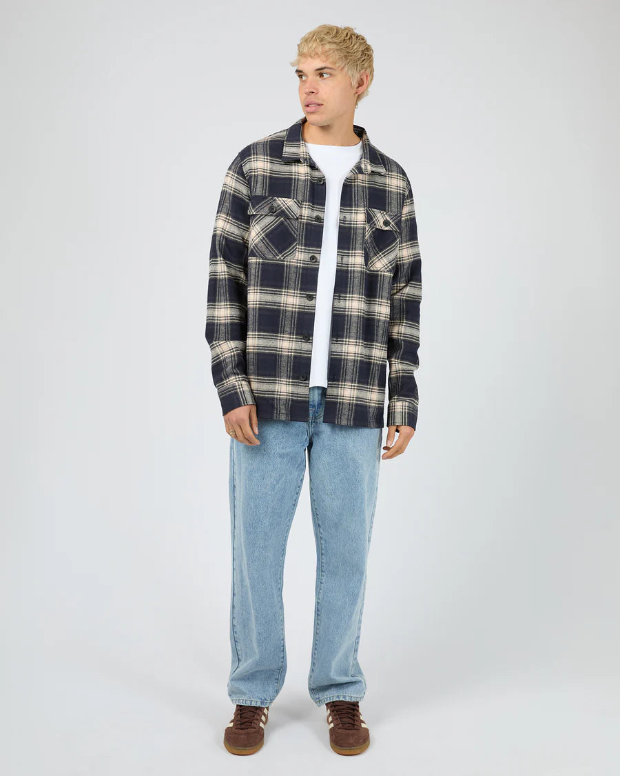 Silent Theory Ranger Flannel Shirt - Navy | Men's Cotton Check Shirt