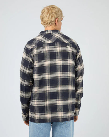 Silent Theory Ranger Flannel Shirt - Navy | Men's Cotton Check Shirt