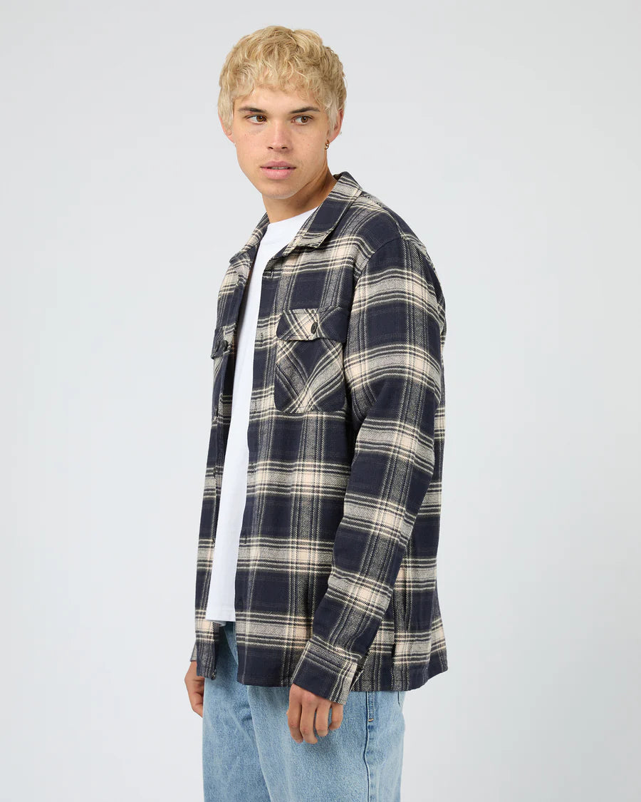 Silent Theory Ranger Flannel Shirt - Navy | Men's Cotton Check Shirt