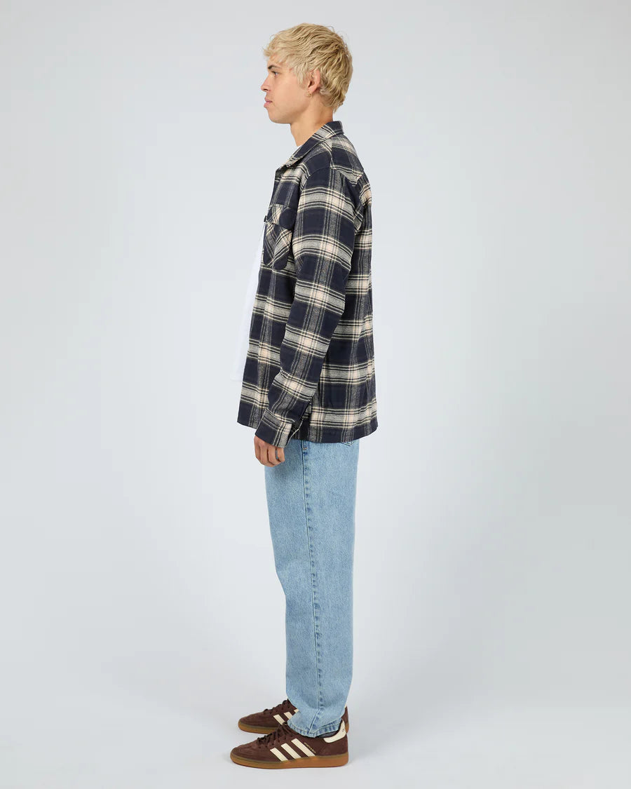 Silent Theory Ranger Flannel Shirt - Navy | Men's Cotton Check Shirt