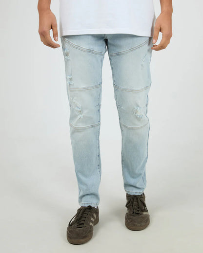 Silent Theory Soho Jean in Bleached Blue with tapered slim fit — Salt & Honey NZ