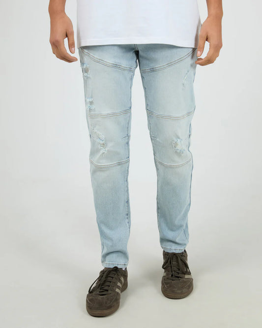 Silent Theory Soho Jean in Bleached Blue with tapered slim fit — Salt & Honey NZ