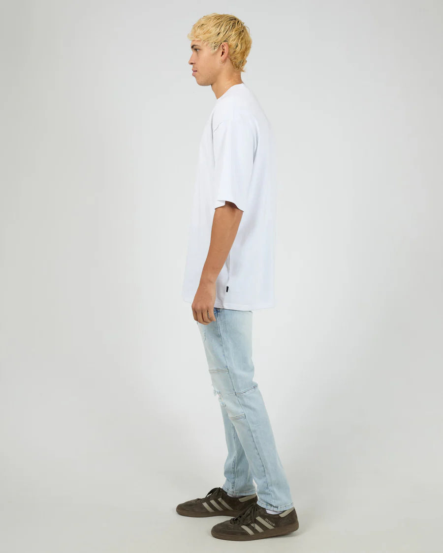 Silent Theory Soho Jean Panelled Slim Fit - Bleached Blue | Men’s Stretch Denim Jeans