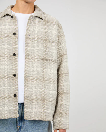 Silent Theory Stature Overshirt - Grey | Men's Check Cotton Relaxed Fit Shirt Jacket