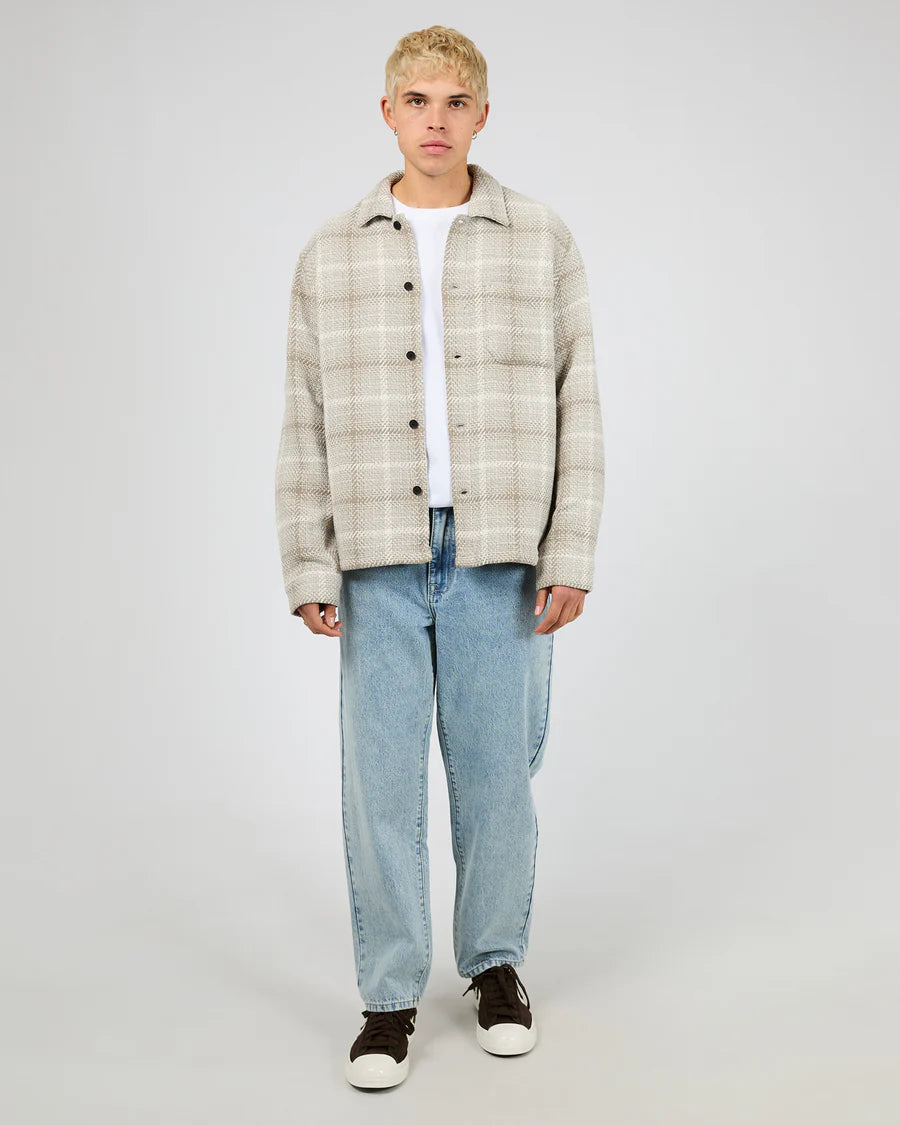 "Silent Theory Stature Overshirt – yarn‑dyed check grey”