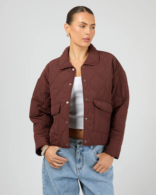 Silent Theory Archer Stitched Jacket - Cherry | Versatile Women's Everyday Jacket