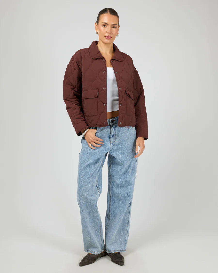 Silent Theory Archer Stitched Jacket - Cherry | Versatile Women's Everyday Jacket