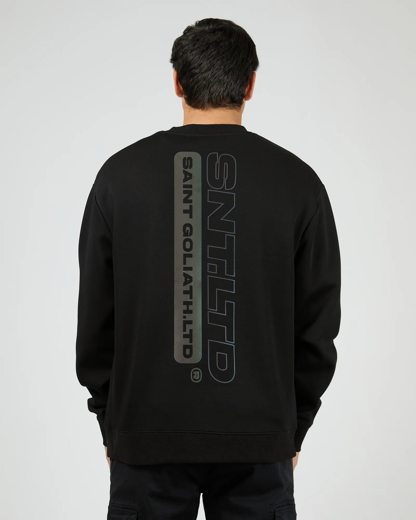 St Goliath Exchange Crew in Black – back view with large graphic