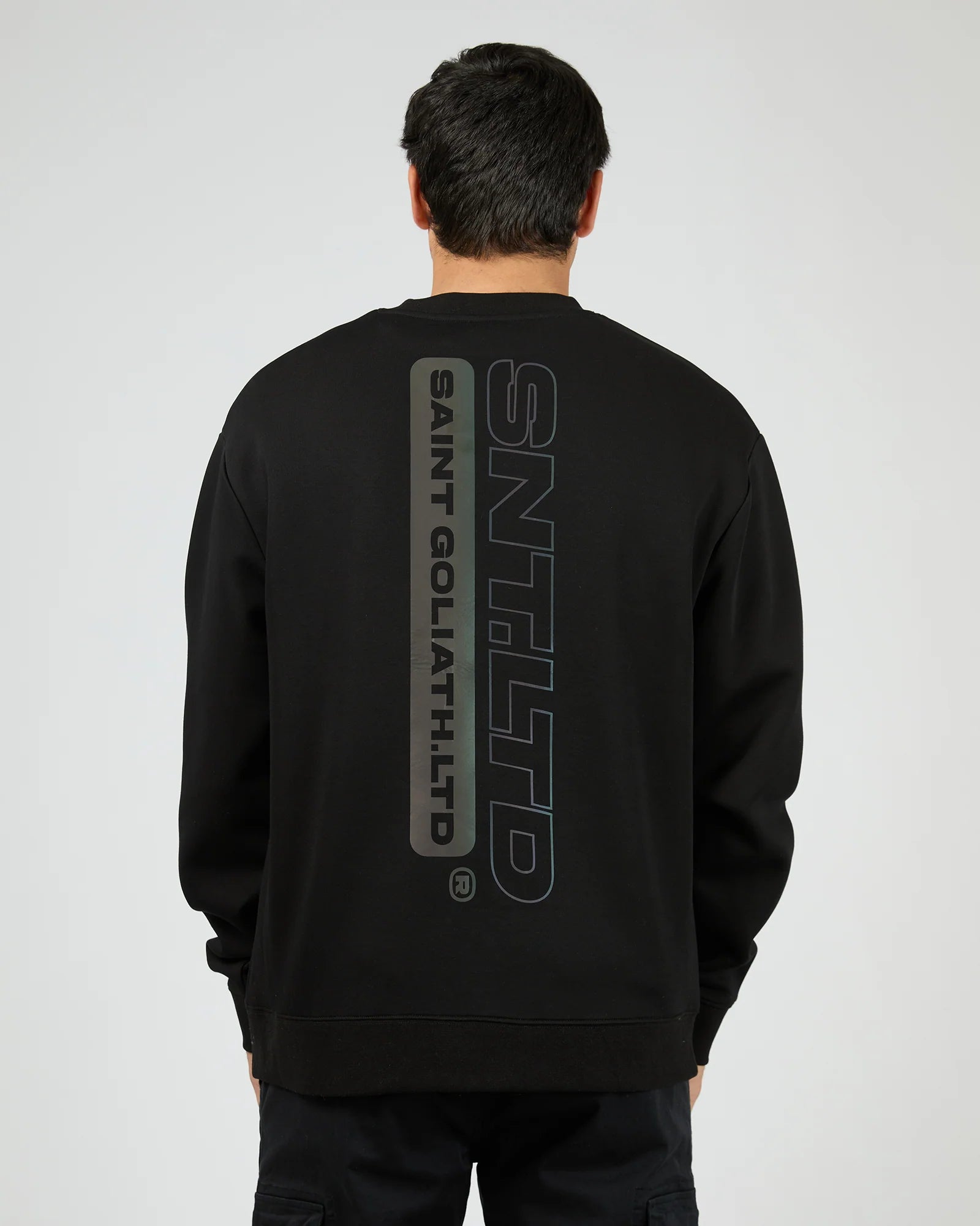 St Goliath Exchange Crew in Black – back view with large graphic