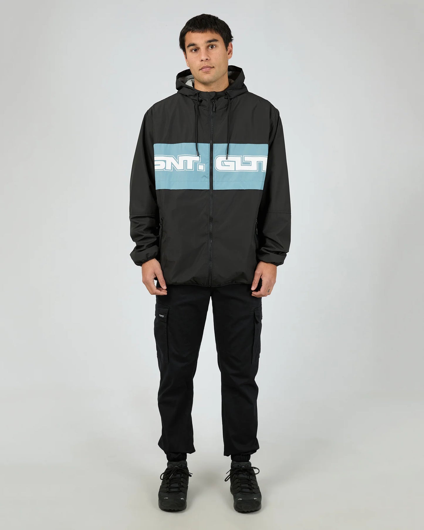 Black hooded jacket for men – lifestyle look