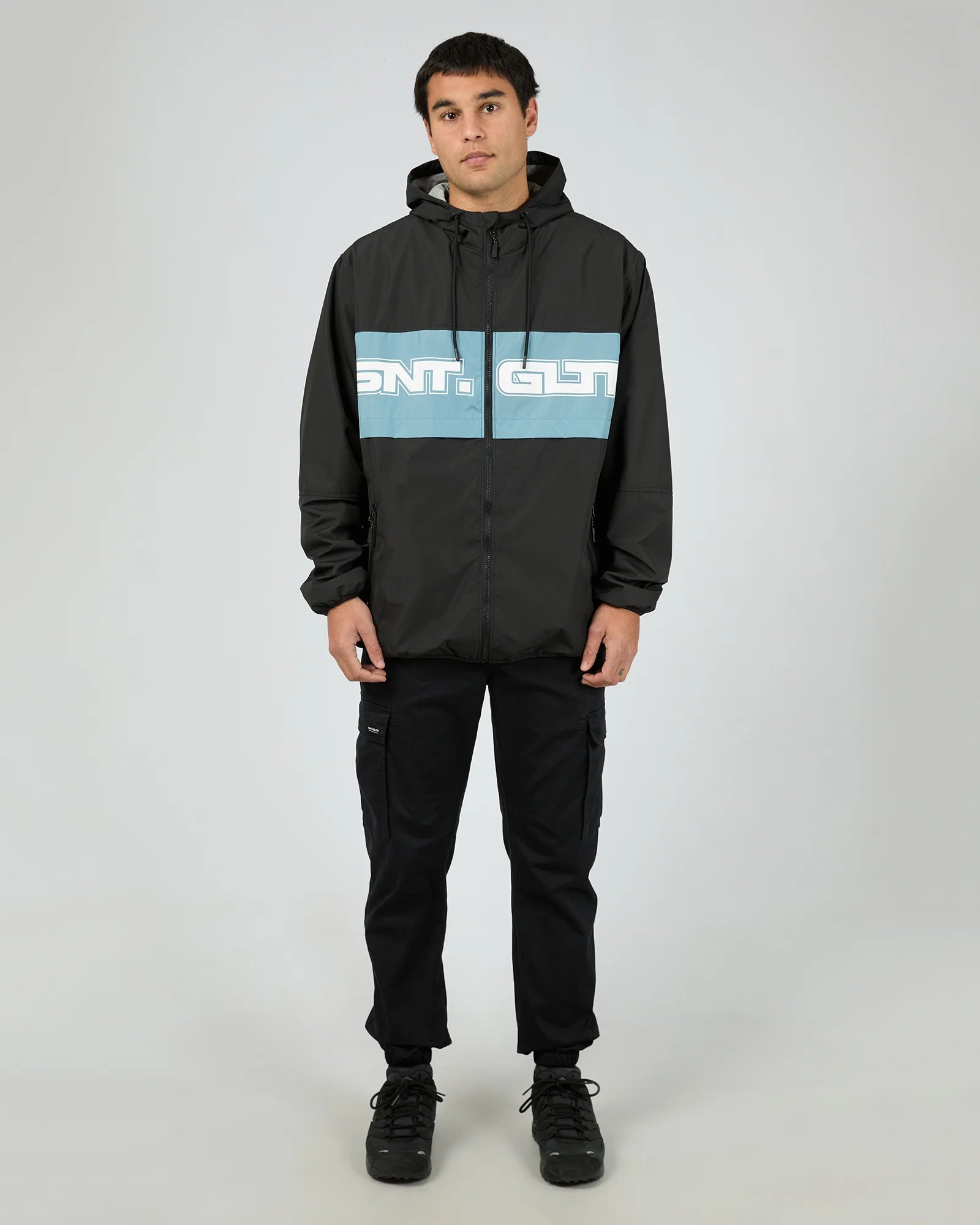 Black hooded jacket for men – lifestyle look