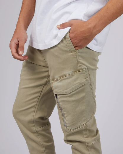 St Goliath Inset Cargo Pant - Tan | Men's Relaxed Tapered Cargo Pants