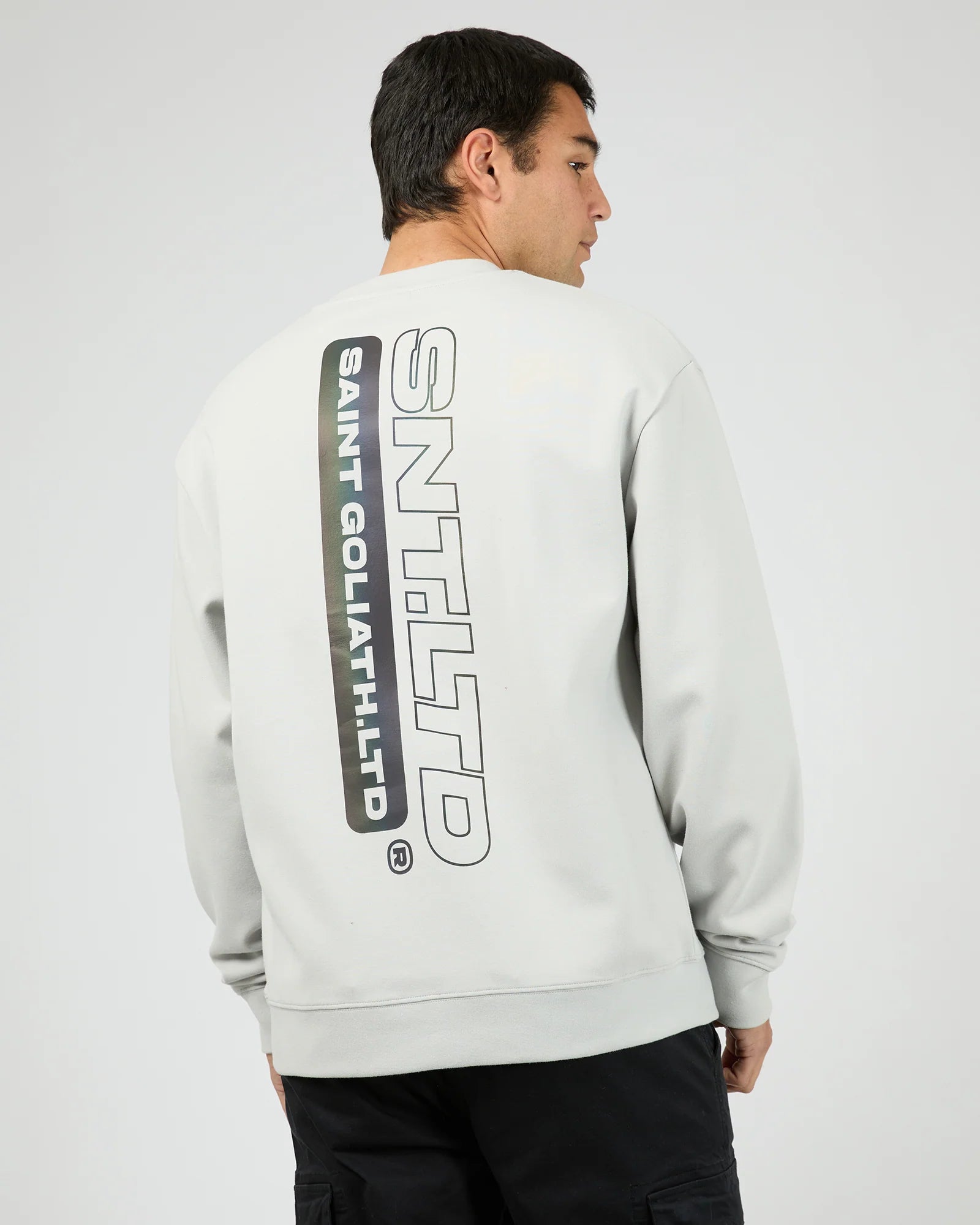 St Goliath Exchange Crew in Grey – back view with large graphic