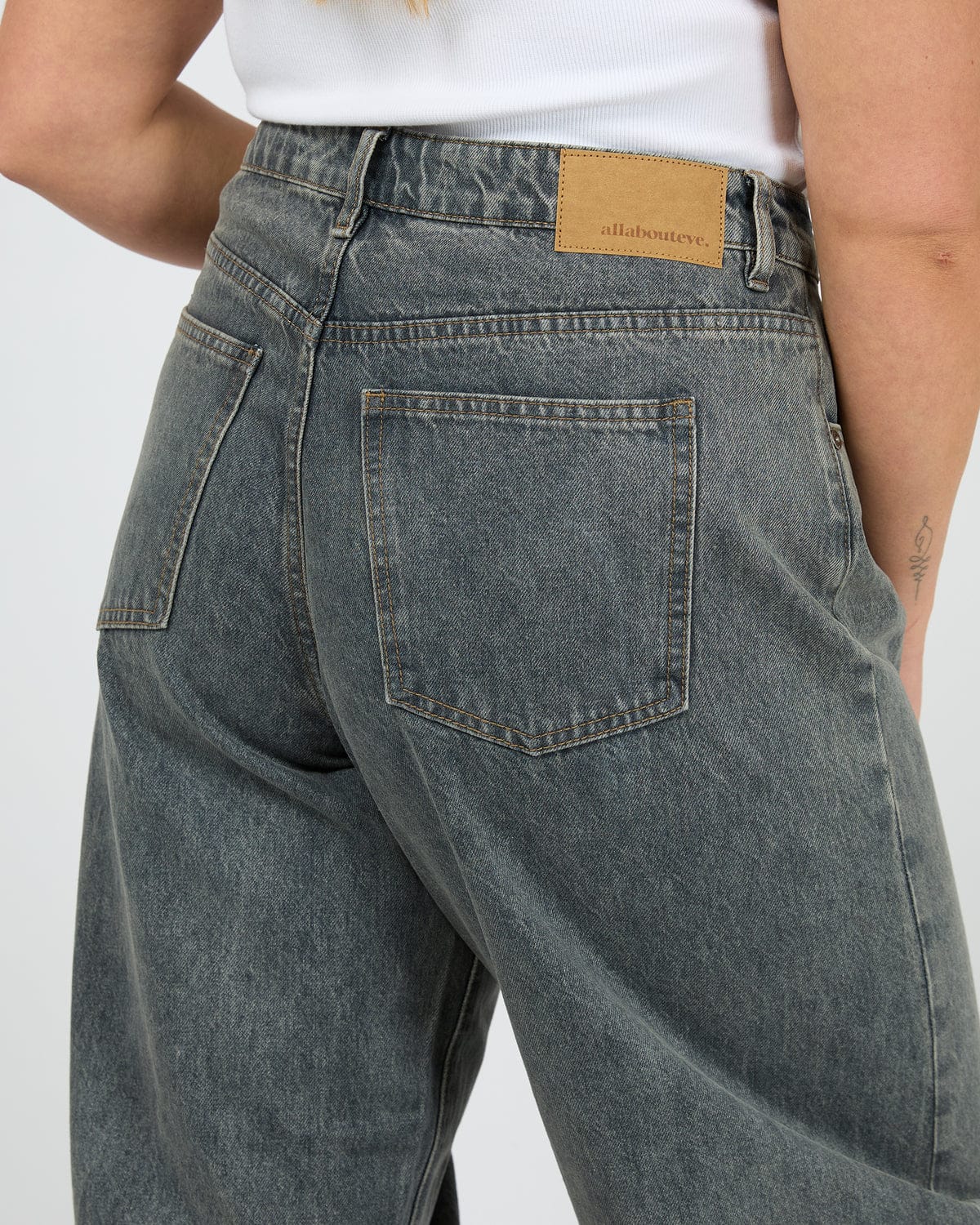 All About Eve Hallie Barrel Jeans - Slate | Women’s Mid‑Rise Barrel‑Leg Denim