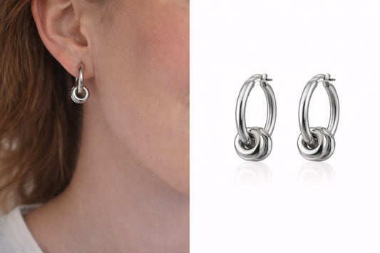 Steel Works Silver Knot Hoop Earrings - Rosa | Hypoallergenic Surgical Steel