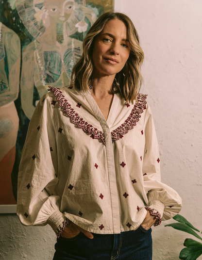 Elm Agnes Embroidered Shirt - Mars | Women's Embroidered Cotton Shirt
