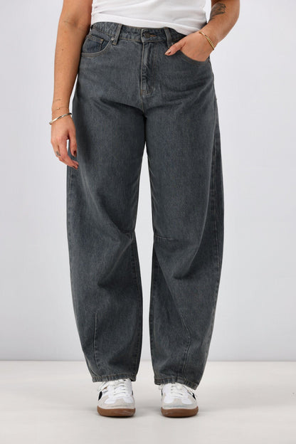 All About Eve Hallie Barrel Jeans - Slate | Women’s Mid‑Rise Barrel‑Leg Denim
