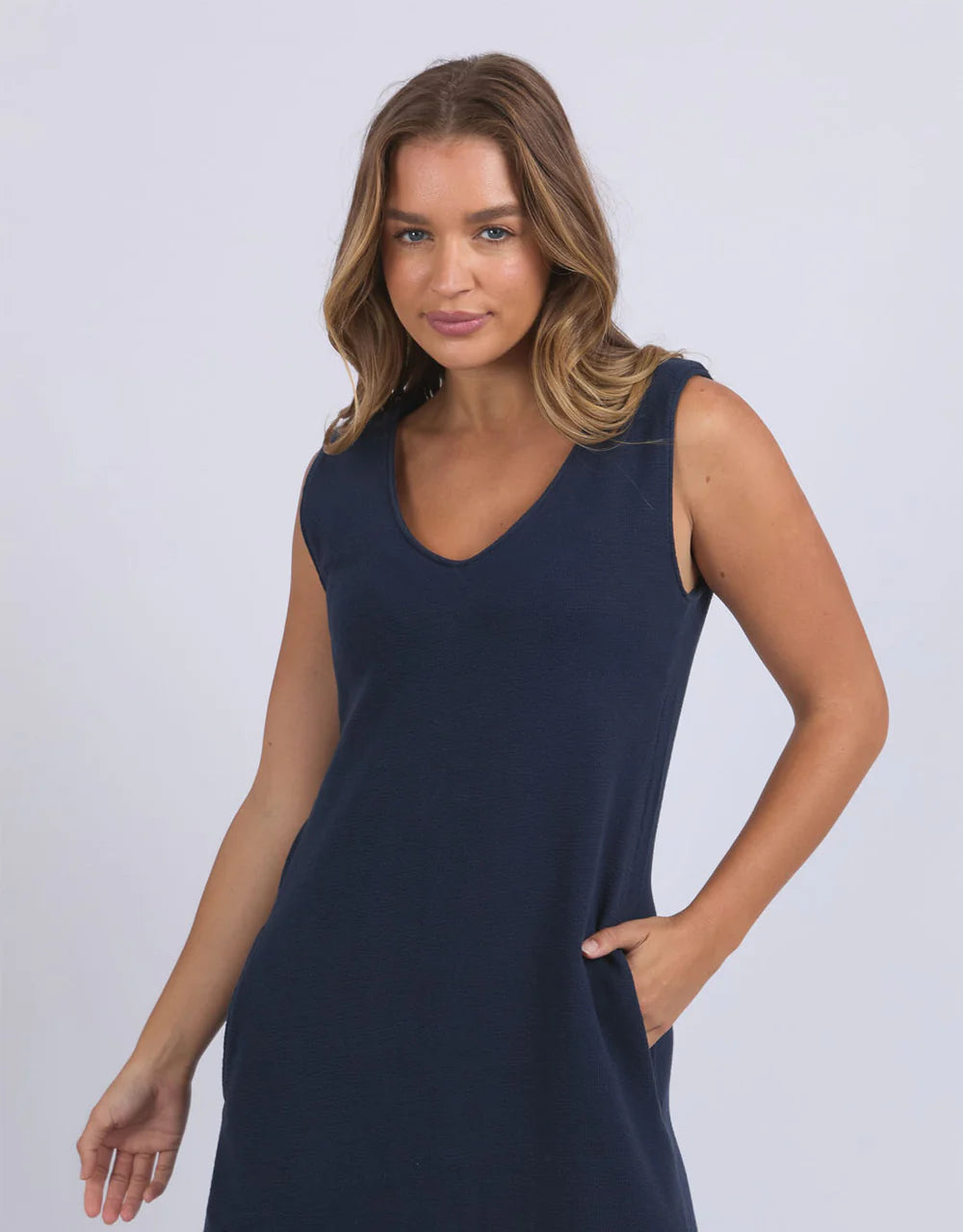 Foxwood Aspen Dress - Navy | Women’s Relaxed Cotton Jersey Midi Dress