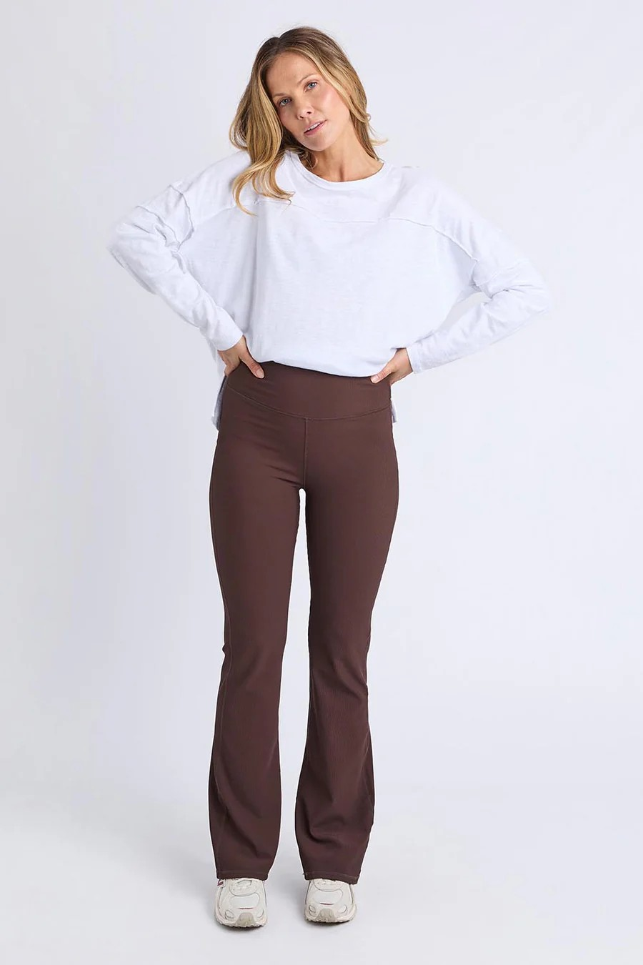 Foxwood Luxe Rib Pant - Coffee Bean | Ribbed Full Length Leggings