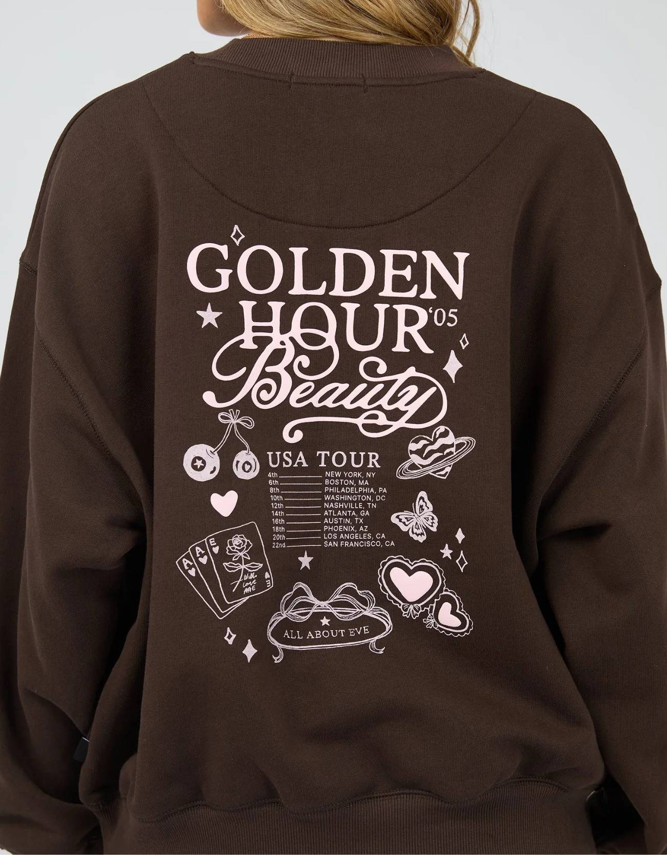All About Eve Golden Hour Box Crew - Brown | Women's Everyday Cotton Sweatshirt