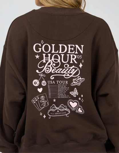 All About Eve Golden Hour Box Crew - Brown | Women's Everyday Cotton Sweatshirt
