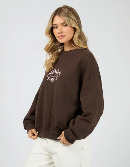 All About Eve Golden Hour Box Crew - Brown | Women's Everyday Cotton Sweatshirt