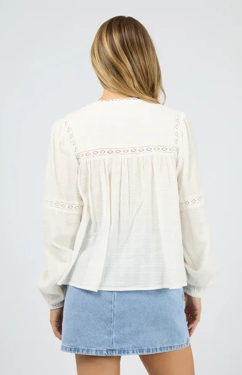 All About Eve Lark Shirt - Vintage White | Women's Textured Cotton Blouse