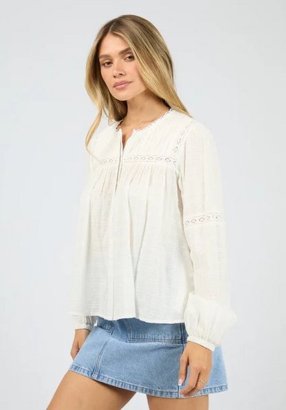 All About Eve Lark Shirt - Vintage White | Women's Textured Cotton Blouse